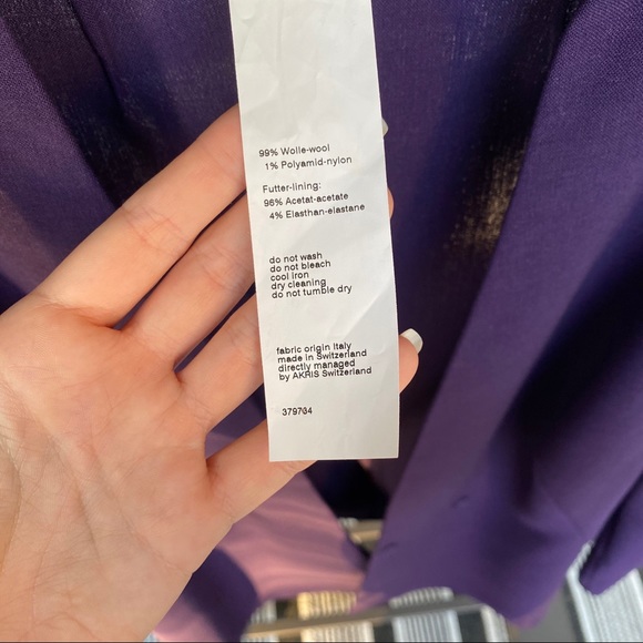 Akris Women's Purple Wool Bellezza V Neck Jacket - Picture 9 of 11